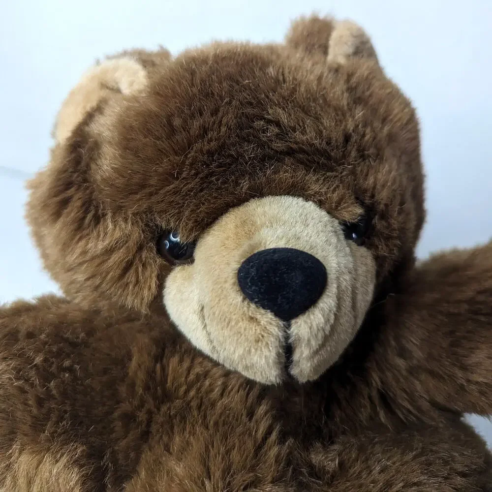 Vintage Brown Teddy Bear Hand Puppet Plush Realistic Hard Suede Paws Stuffed 10